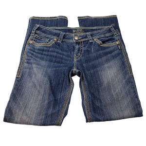 SILVER JEANS Women's Indigo Wash Suki Surplus 17" Boot Stretch Jean Size 31x33